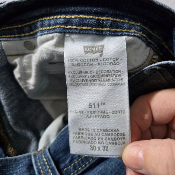 Levi's 511 Slim Fit Jeans Dark Wash Mens Size 30x32 Cotton - Picture 4 of 11